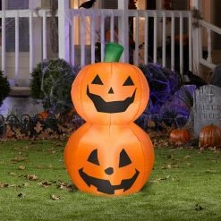 Gemmy 42" Airblown Pumpkin Duo Stack LED Inflatable Yard Lawn Decoration