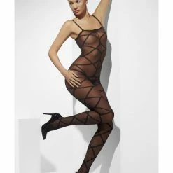 Smiffys USA Sheer Black Women's Patterned Bodystocking Accessories