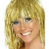Smiffys USA 1970's Costumes Cyber Tinsel Women's Wig Gold