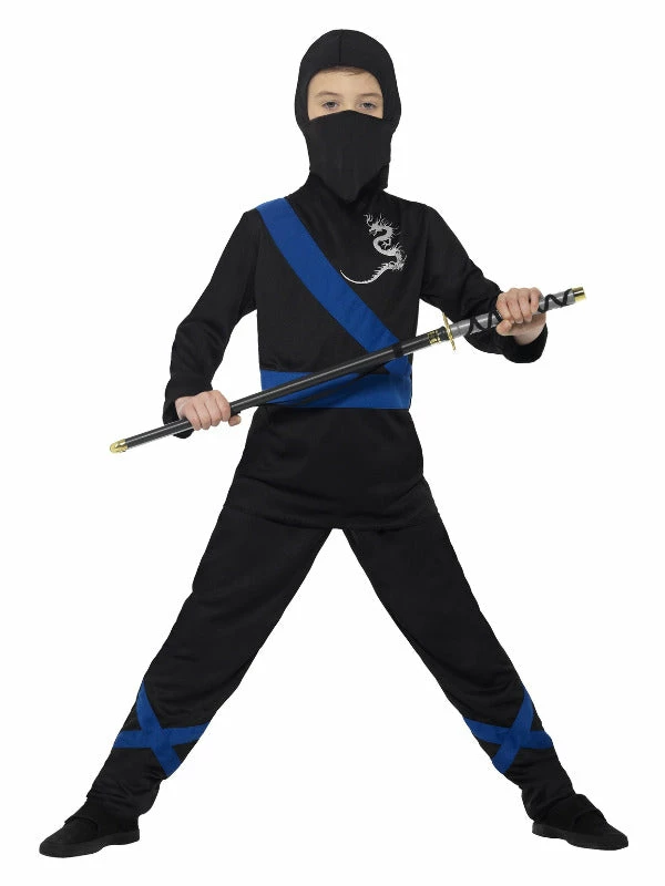 Smiffys USA Ninja Assassin Kids Black And Blue Costume 3 Smiffys USA Ninja Assassin Kids Black And Blue Costume