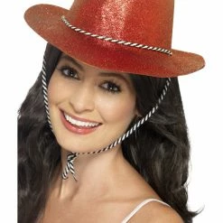 Smiffys USA Hats & Headpieces Cowboy Glitter Hat Adult Red