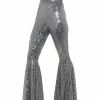 Smiffys USA Costumes 70s Disco Flared Silver Women's Trousers