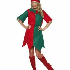 Smiffys USA Christmas Elf Women's Red And Green Dress Costume