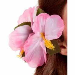 Smiffys USA Accessories Hawaiian Flower Hair Clip Pink