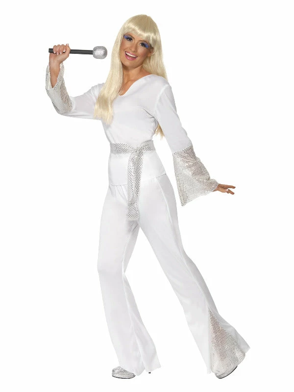 Smiffys USA Costumes 70s Disco Lady White Women's Costume 3 Smiffys USA Costumes 70s Disco Lady White Women's Costume