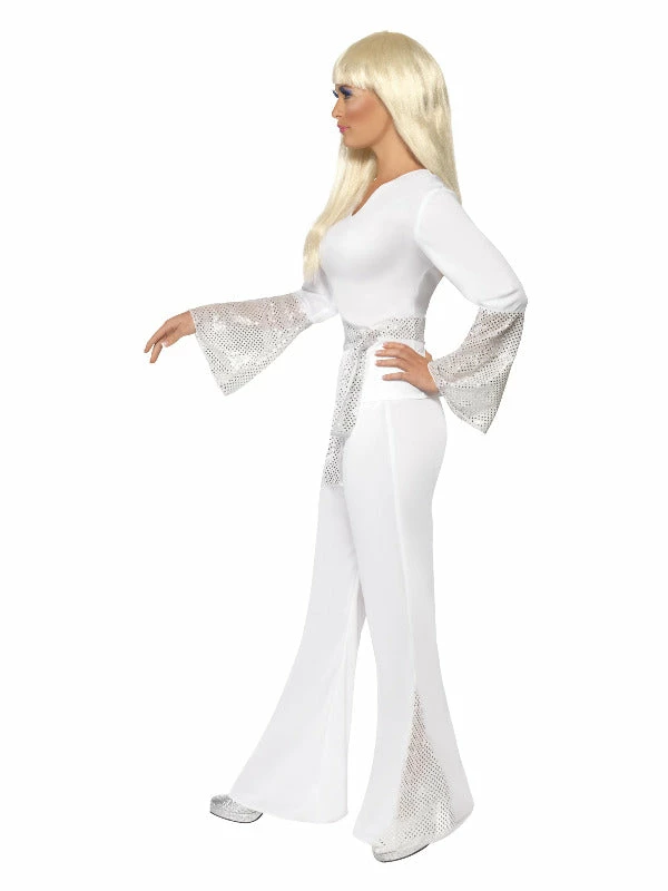 Smiffys USA Costumes 70s Disco Lady White Women's Costume 4 Smiffys USA Costumes 70s Disco Lady White Women's Costume