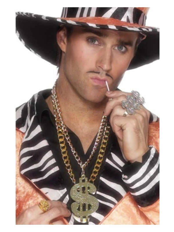 Smiffys USA Dollar Sign Medallion Adult 1970's Costumes 3 Smiffys USA Dollar Sign Medallion Adult 1970's Costumes