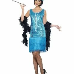 Smiffys USA 20's Flirty Flapper Blue Teal Women's Costume Costumes