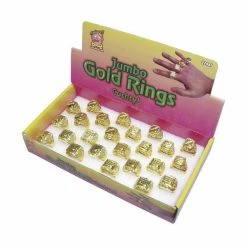 Smiffys USA 1970's Costumes Assorted Gold Rings