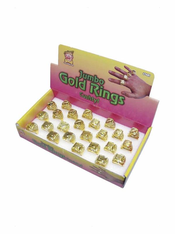 Smiffys USA 1970's Costumes Assorted Gold Rings 3 Smiffys USA 1970's Costumes Assorted Gold Rings