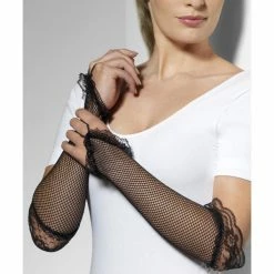 Smiffys USA Accessories Fingerless Fishnet Gloves Black Women's