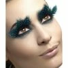 Smiffys USA Eyelashes, Large Feather With Aqua Dots, Black Makeup & SFX