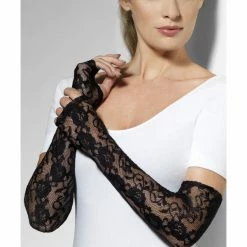 Smiffys USA Gloves Fingerless Black Lace Women's