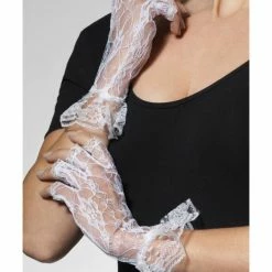 Smiffys USA Fingerless White Lace Women's Gloves