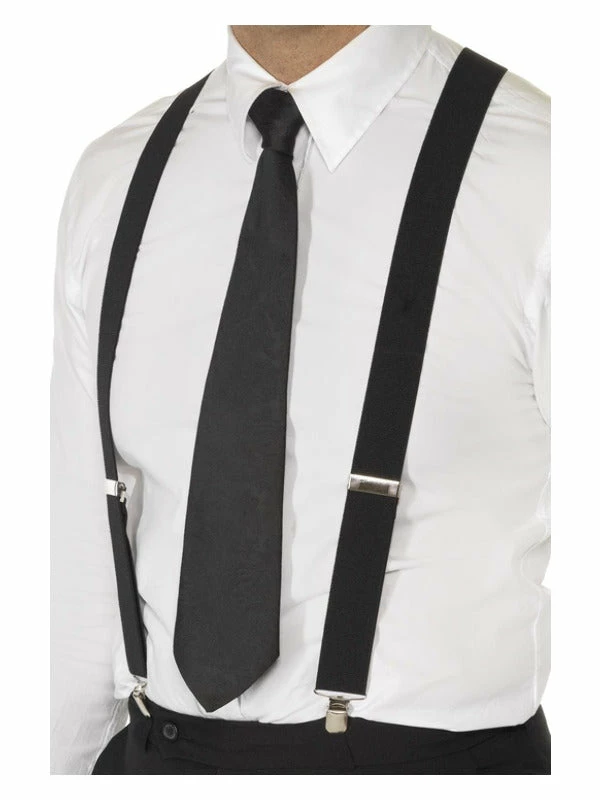 Smiffys USA Black Elasticated Adult Braces 1920's Costumes 3 Smiffys USA Black Elasticated Adult Braces 1920's Costumes