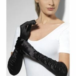 Smiffys USA Accessories Temptress Women's Black Long Silky Gloves