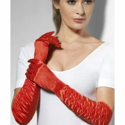 Smiffys USA Accessories Temptress Red Long Silky Women's Gloves