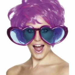 Smiffys USA 70s Jumbo Heart Shaped Purple Women's Specs