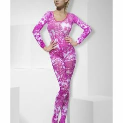 Smiffys USA Tie Dye Pink Women's Festival Bodysuit