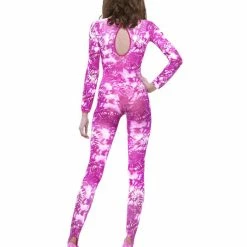 Smiffys USA Tie Dye Pink Women's Festival Bodysuit