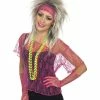 Smiffys USA Accessories 80s Lace Net Vest Neon Pink Women's