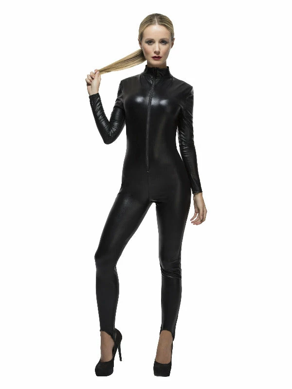 Smiffys USA Fever Miss Whiplash Women's Black Catsuit Costume 3 Smiffys USA Fever Miss Whiplash Women's Black Catsuit Costume