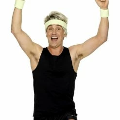 Smiffys USA 80s Yellow Tennis Player Sweatbands Accessories