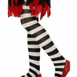 Smiffys USA Tights Black And White Striped Girls