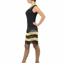 Smiffys USA 20s Fringed Black & Gold Flapper Women's Costume