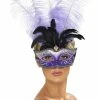 Smiffys USA Masks Venetian Colombina Women's Purple Eye Mask