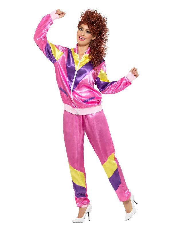 Smiffys USA 80s Height Of Fashion Women's Shell Suit Pink Costume 3 Smiffys USA 80s Height Of Fashion Women's Shell Suit Pink Costume