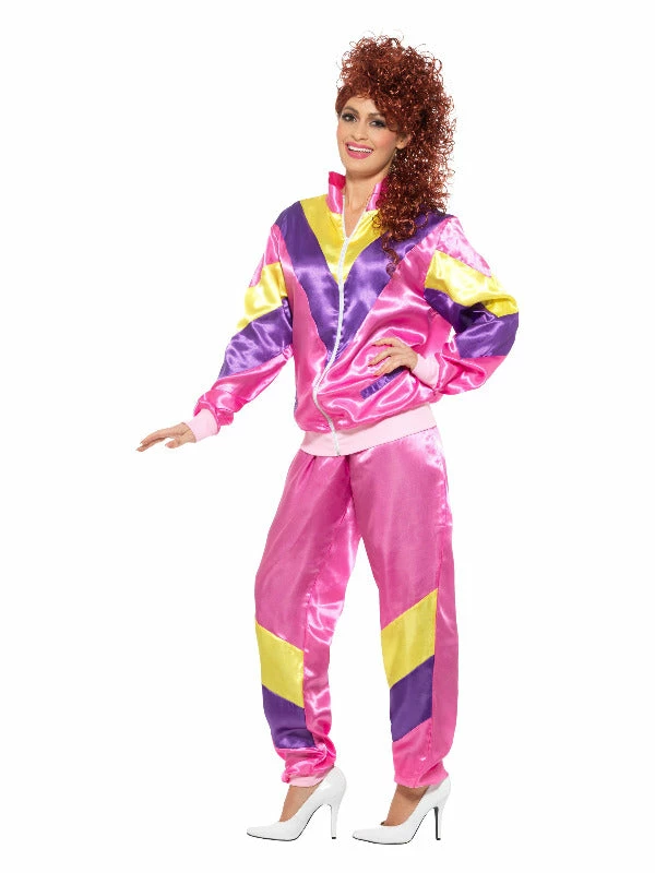 Smiffys USA 80s Height Of Fashion Women's Shell Suit Pink Costume 4 Smiffys USA 80s Height Of Fashion Women's Shell Suit Pink Costume