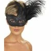 Smiffys USA Ornate Colombina Feather Women's Black Masquerade Mask Masks