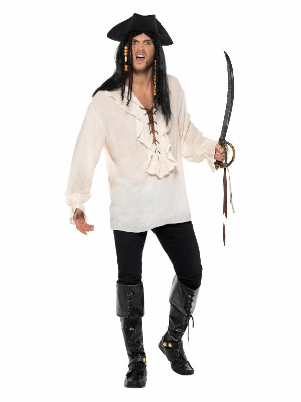 Smiffys USA Pirate Men's Ruffled Ivory Shirt Costumes 3 Smiffys USA Pirate Men's Ruffled Ivory Shirt Costumes