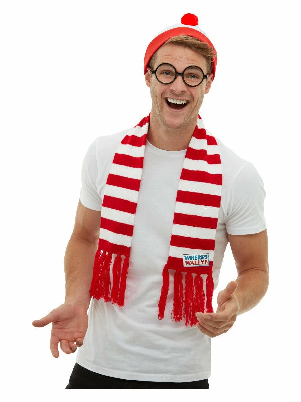 Smiffys USA Accessories Where's Wally? Adult Costume Kit Scarf Hat And Glasses 3 Smiffys USA Accessories Where's Wally? Adult Costume Kit Scarf Hat And Glasses