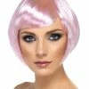 Smiffys USA Babe Women's Pale Pink Wig Short Side Swept Fringe