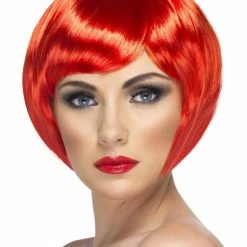 Smiffys USA Wigs & Beards Babe Women's Red Wig Short Side Swept Fringe
