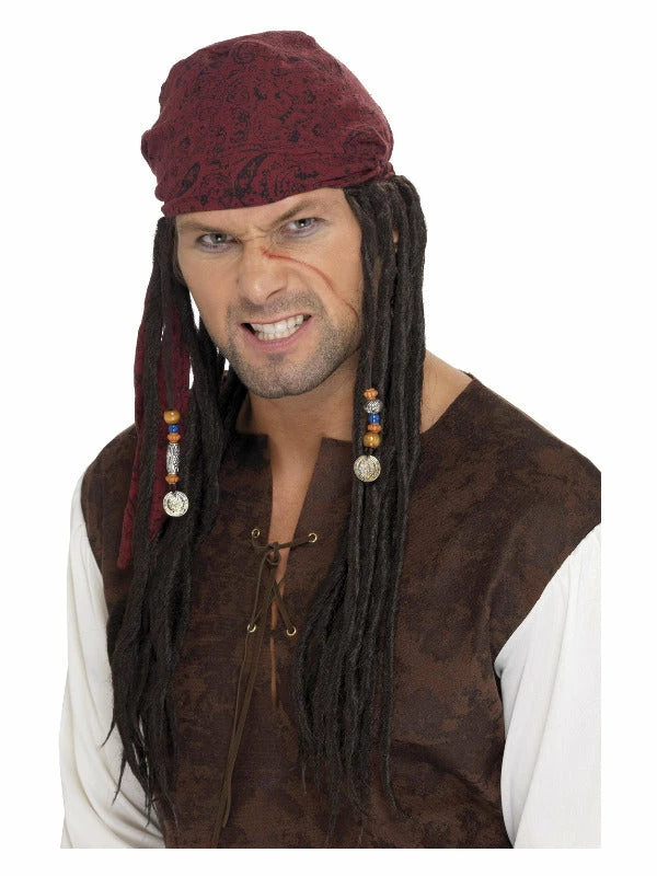 Smiffys USA Wigs & Beards Pirate Bandanna With Plaits Adult 3 Smiffys USA Wigs & Beards Pirate Bandanna With Plaits Adult