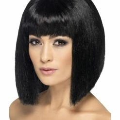 Smiffys USA Coquette Women's Black Bob Wig With Fringe