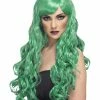 Smiffys USA Desire Women's Long Wavy Green Wig With Fringe