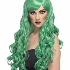 Smiffys USA Desire Women's Long Wavy Green Wig With Fringe