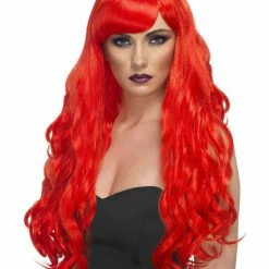 Smiffys USA Desire Women's Long Wavy Red Wig With Fringe