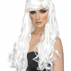 Smiffys USA Desire Women's Long Wavy White Wig With Fringe