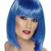 Smiffys USA Wigs & Beards Glam Blue Women's Wig Short Bob Fringe