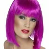 Smiffys USA Wigs & Beards Glam Neon Purple Women's Wig Short Bob Fringe