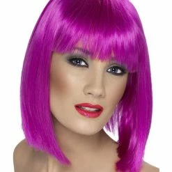 Smiffys USA Wigs & Beards Glam Neon Purple Women's Wig Short Bob Fringe