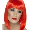Smiffys USA Wigs & Beards Glam Neon Red Women's Wig Short Bob Fringe