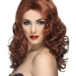 Smiffys USA Glamorous Auburn Women's Wig Long Wavy Wigs & Beards