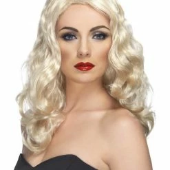 Smiffys USA Glamorous Blonde Women's Wig Long Wavy Wigs & Beards
