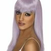 Smiffys USA Wigs & Beards Glamourama Lilac Women's Wig Long, Straight With Fringe